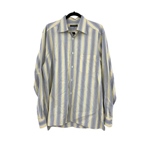 Ermenegildo Zegna Shirts Mens Size Large Button Down Long Sleeve Yellow Blue LOT - Picture 2 of 13